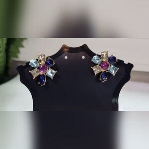 Multi-colored Gem Stud Earrings / Pierced